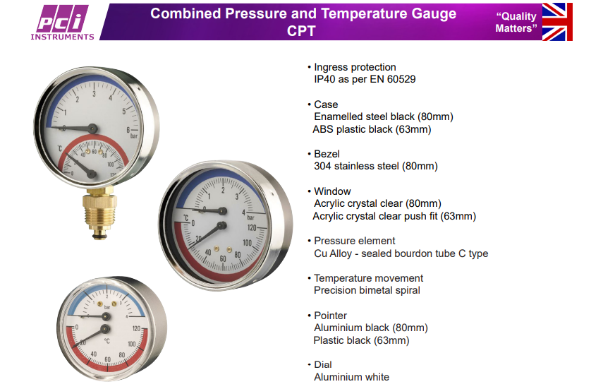 Đồng hồ đo áp suất và nhiệt độ CPT | PCI-Instrument Viet Nam