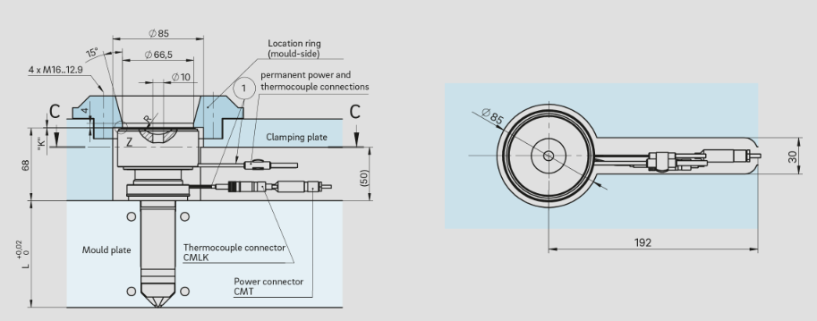 Đầu phun nóng loại 12SHT-12DHT+AHJ12 | Gunther Heisskanaltechnik Vietnam