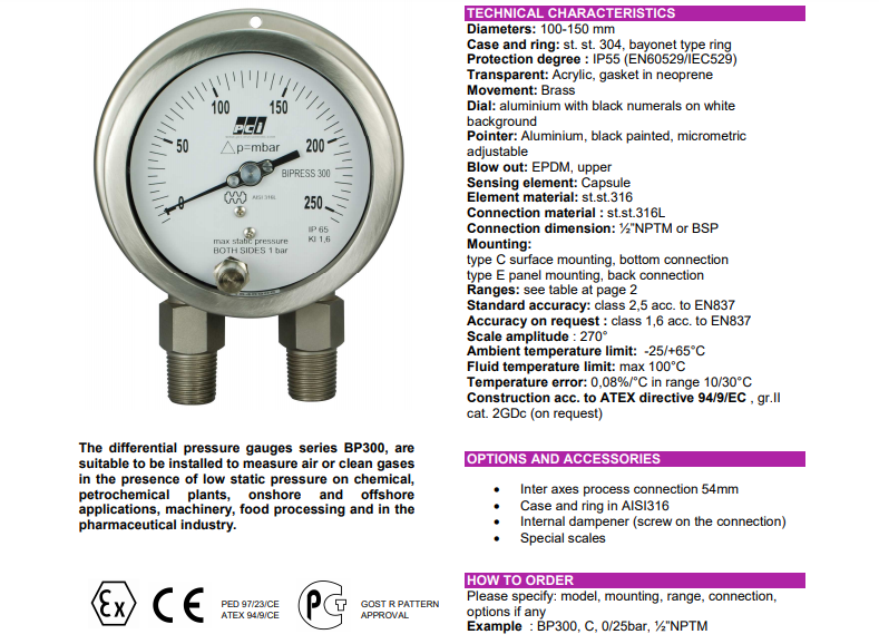 Đồng hồ đo áp suất chênh lệch BP300 | PCI-Instrument Viet Nam