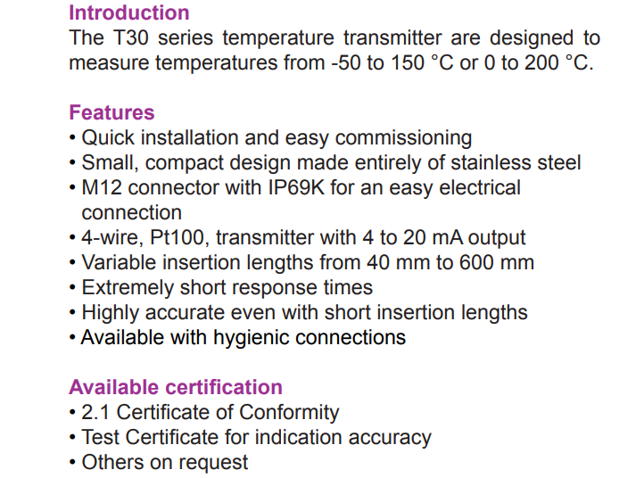 Máy phát nhiệt độ T30 | PCI-Instrument Viet Nam